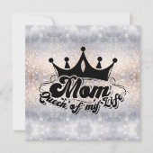 私の人生のMOMクイーンモダングリッターフラットカード (正面)