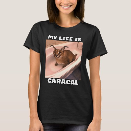 私の人生はカラカルミーム猫 Tシャツ (正面)