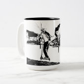 私の人生はスケートボードとスクーター ツートーンマグカップ (正面左)