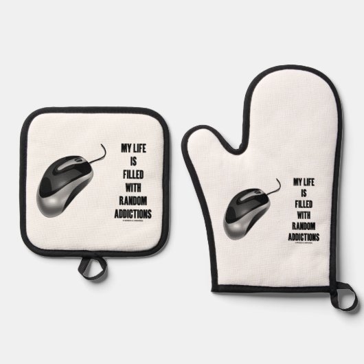 私の人生はランダム中毒マウスで満たされている 鍋つかみ&鍋敷きセット (正面)