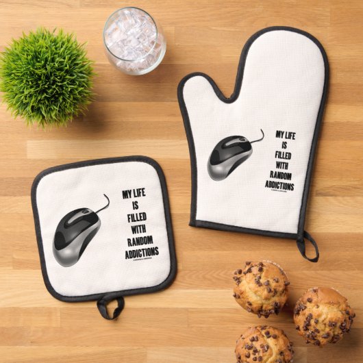 私の人生はランダム中毒マウスで満たされている 鍋つかみ&鍋敷きセット (トップダウン)