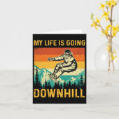 私の人生は下り坂に行く – Snowboarder Snowboardi カード (黄色い花)