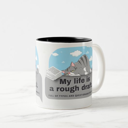 私の人生は大荷車を引く荒だ:作家の漫画 ツートーンマグカップ (正面右)