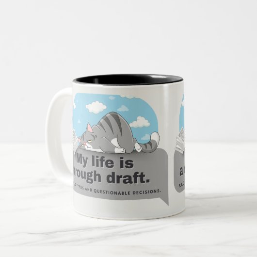 私の人生は大荷車を引く荒だ:作家の漫画 ツートーンマグカップ (正面左)