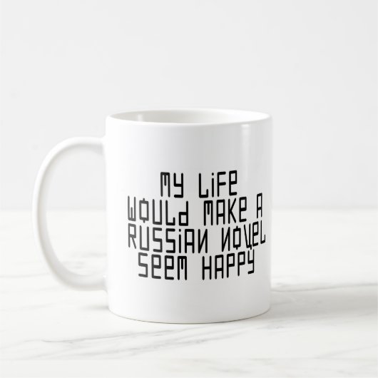 私の人生は小説をロシアの幸せそうに見せる コーヒーマグカップ (左)