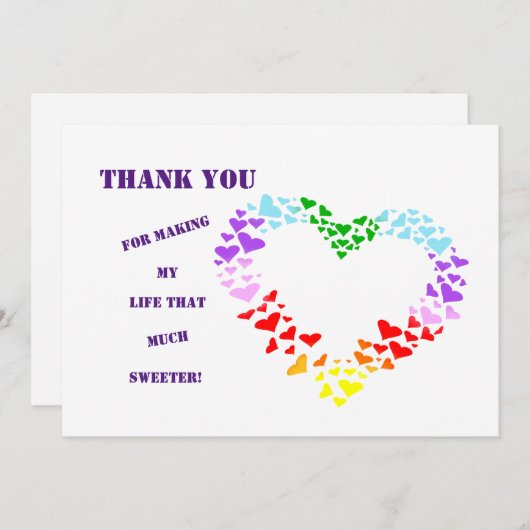私の人生をこんなに甘くしてくれてありがとう! サンキューカード (正面/裏面)