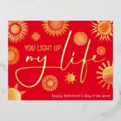 私の人生をライトアップするバレンタインデー 箔シーズンポストカード (正面)
