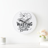 私の人生を無駄にするおもしろい猫デザイン ラージ壁時計 (ホーム)