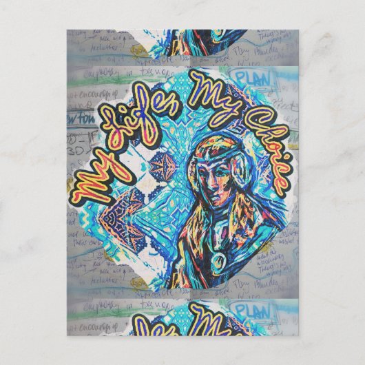 私の人生、私の選択。プリンセスのような女性とフラクタル ポストカード (正面)