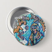 私の人生、私の選択。プリンセスのような女性とフラクタル 缶バッジ (正面&裏面)