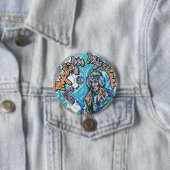 私の人生、私の選択。プリンセスのような女性とフラクタル 缶バッジ (インサイチュ)