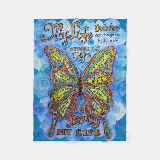 私の人生、私の選択"糖尿病のカスタム毛布 フリースブランケット (正面)