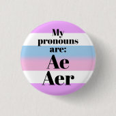 私の人称代名詞は：Ae Aer - ビジェンダー フラッグ 缶バッジ (正面)
