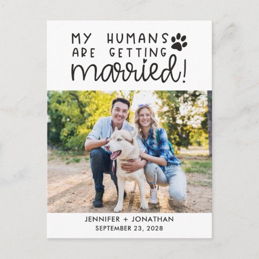 私の人間が結婚した犬の写真を日付以外 案内ポストカード (正面)