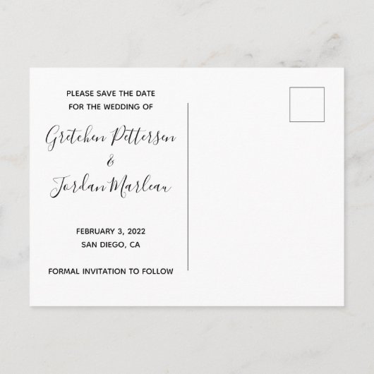 私の人間が結婚している犬の写真を保存する 案内ポストカード (裏面)