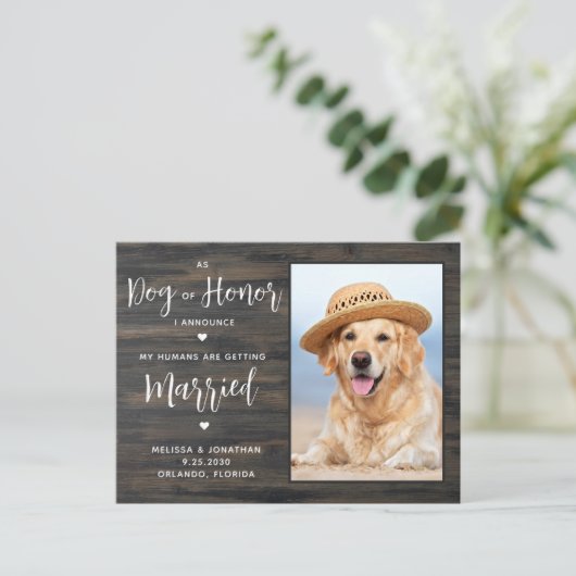 私の人間が結婚するよ QRコード ペットウェディング インビテーションポストカード (スタンド正面)