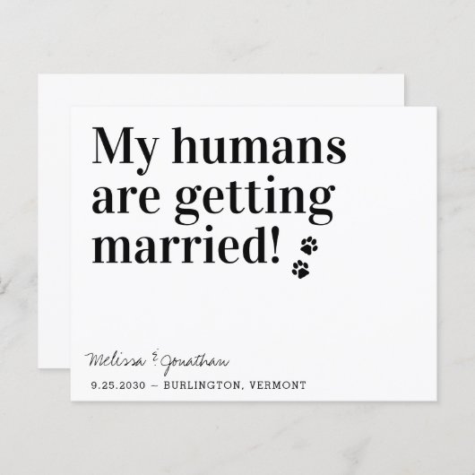 私の人間が結婚する犬は日付カードを保存 (正面/裏面)