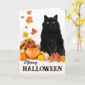 私の人間のハロウィーンの黒猫のために カード (黄色い花)