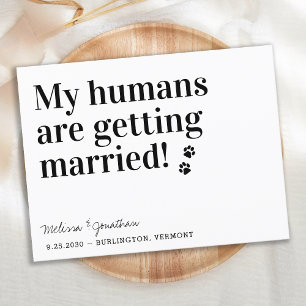 私の人間はデートを除いて結婚している犬を得ている 案内ポストカード