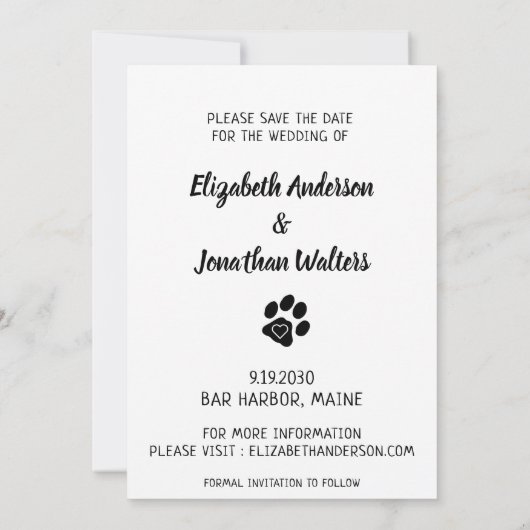 私の人間は結婚した犬の結婚写真を撮る セーブザデート (裏面)