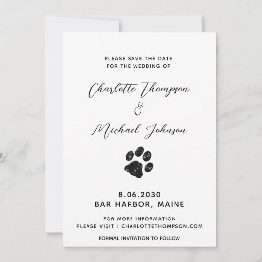 私の人間は結婚した犬の結婚写真を撮る セーブザデート (裏面)