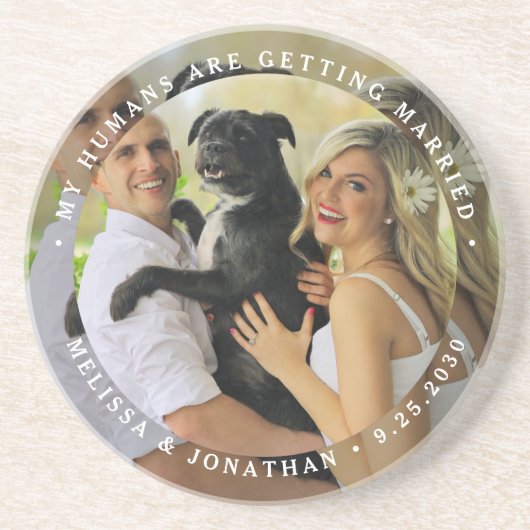 私の人間は結婚しているカスタム犬の写真 コースター (正面)