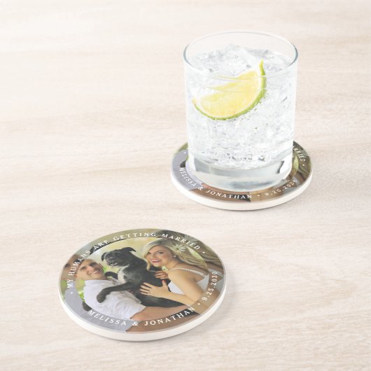 私の人間は結婚しているカスタム犬の写真 コースター (側面)