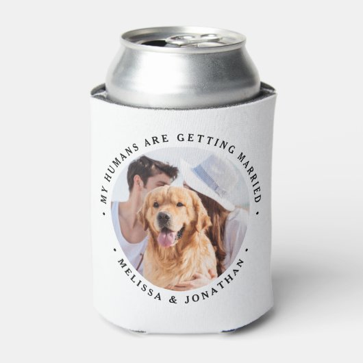私の人間は結婚しているカスタム犬の写真 缶クーラー (缶正面)