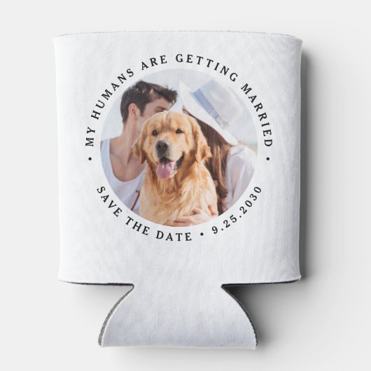 私の人間は結婚しているカスタム犬の写真 缶クーラー (裏面)