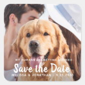 私の人間は結婚している婚約犬の写真 スクエアシール (正面)