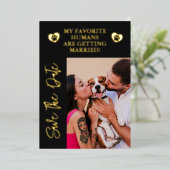 私の人間は結婚している犬の写真結婚の 箔招待状 (立ち正面)