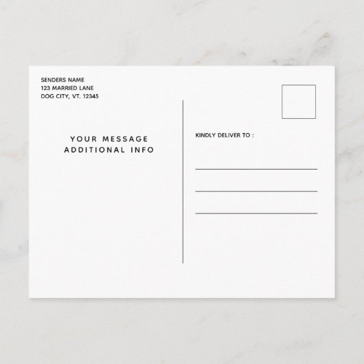 私の人間は結婚している – シンプル犬結婚の 案内ポストカード (裏面)