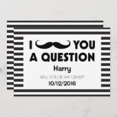 私の介添人になってくれますか?ヒゲのブラックストライプ 招待状 (正面/裏面)