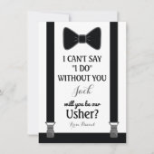 私の介添人になってくれますか - 黒のタキシード、ネクタイ、サスペンダーのカード 招待状 (正面)