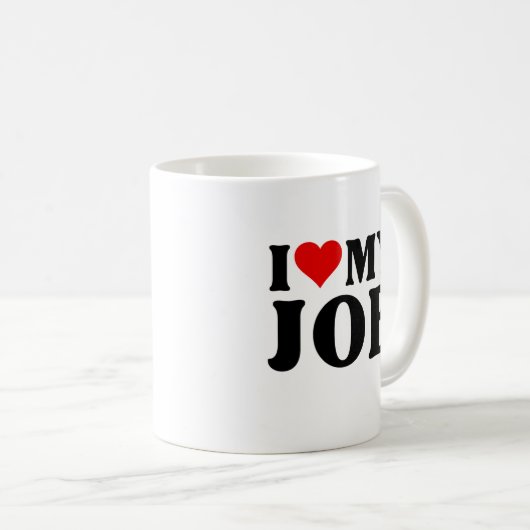 私の仕事が大好きおもしろい赤いハートの仕事が大好きハート コーヒーマグカップ (正面右)