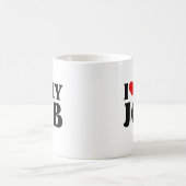 私の仕事が大好きおもしろい赤いハートの仕事が大好きハート コーヒーマグカップ (中央)