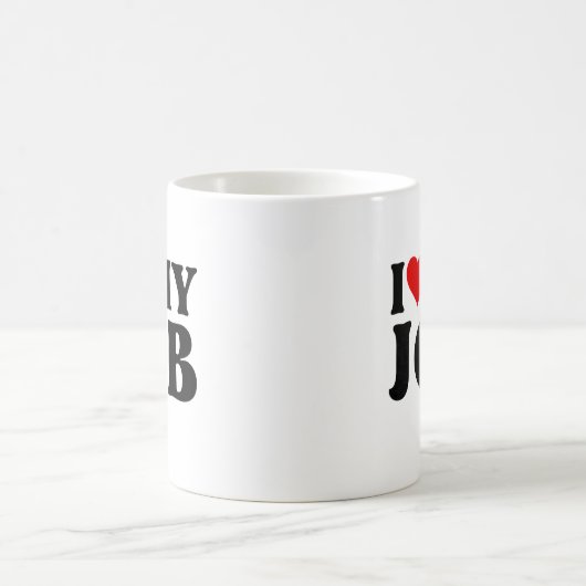 私の仕事が大好きおもしろい赤いハートの仕事が大好きハート コーヒーマグカップ (中央)