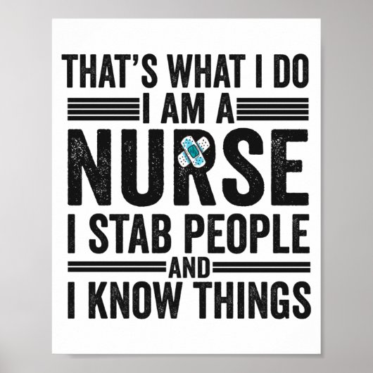 私の仕事は看護師、人の体に刺すの(が仕事)面白い ポスター (正面)