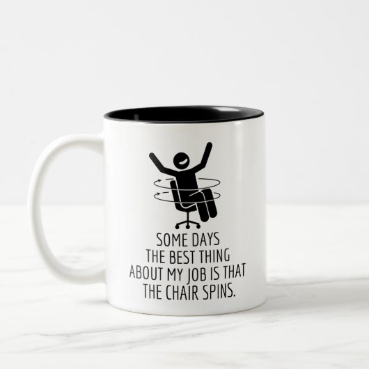 私の仕最高の事は、椅子がGifを回転させることだ ツートーンマグカップ (左)