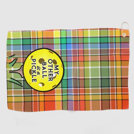 私の他のボールはピクルゴルファーのピックボールのプレイドだ ゴルフタオル (横)