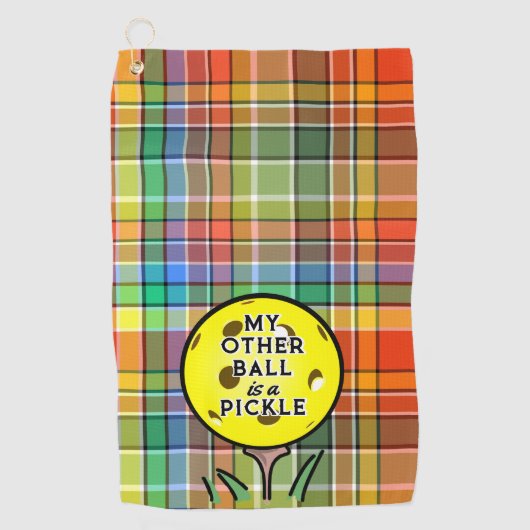 私の他のボールはピクルゴルファーのピックボールのプレイドだ ゴルフタオル (正面)