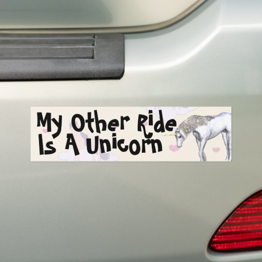 私の他の乗車はユニコーンのバンパーステッカーです バンパーステッカー (車上)