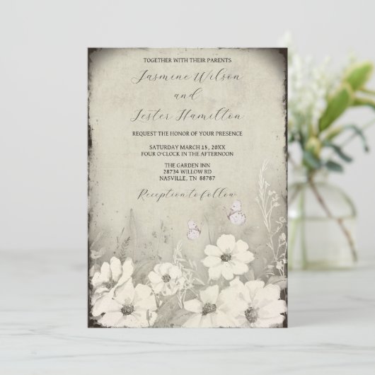 私の他の半分の蝶の野生の結婚花 招待状 (スタンド正面)