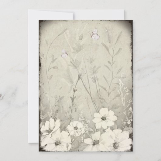 私の他の半分の蝶の野生の結婚花 招待状 (裏面)