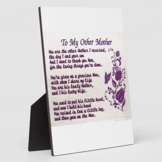 私の他の母に；ありがとう フォトプラーク (側面)