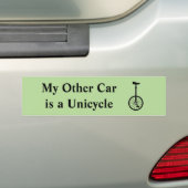 私の他の車は一輪車です バンパーステッカー (車上)