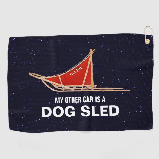 私の他の車は犬ぞりだ ゴルフタオル (横)