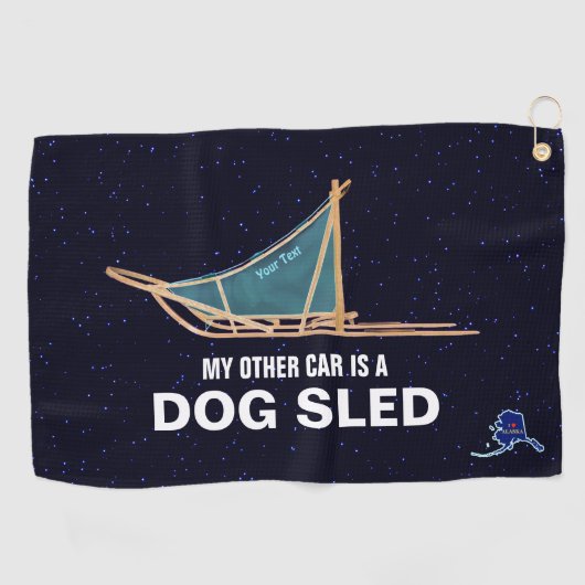 私の他の車は犬ぞりだ ゴルフタオル (横)
