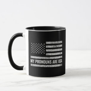 私の代名詞はアメリカおもしろい7月4日 マグカップ