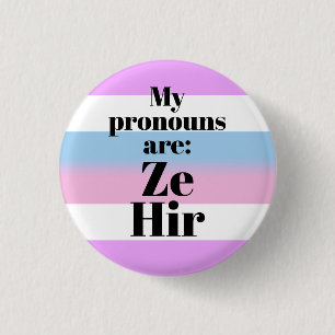 私の代名詞は次の通り:Ze Hir - bigender flag 缶バッジ